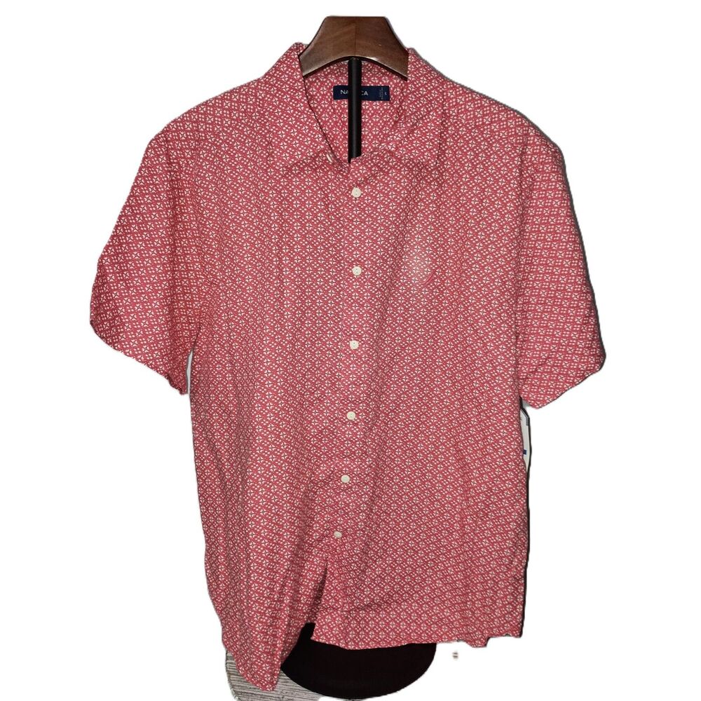 Nautica: Red Short-Sleeve Button Down  Shirt, Men's Size XL (NWT)